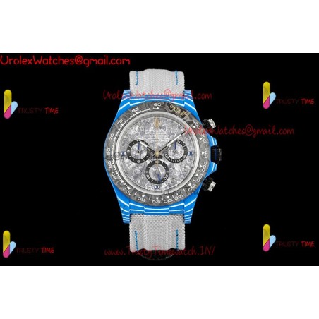 Rolex Daytona DIWF 40mm gray dial black carbon fiber case gray nylon strap caliber 4130/4801