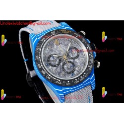 Rolex Daytona DIWF 40mm gray dial black carbon fiber case gray nylon strap caliber 4130/4801