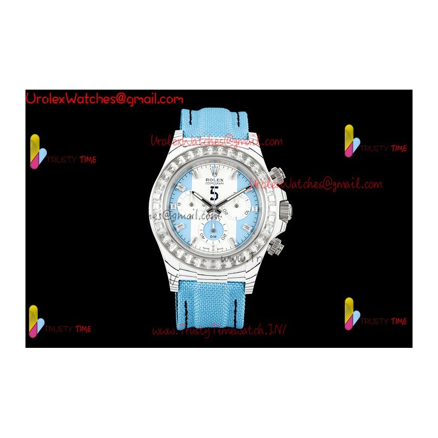 Rolex Daytona DIWF 40mm Blue Dial Diamond Case Blue Nylon Strap Caliber 4130/4801