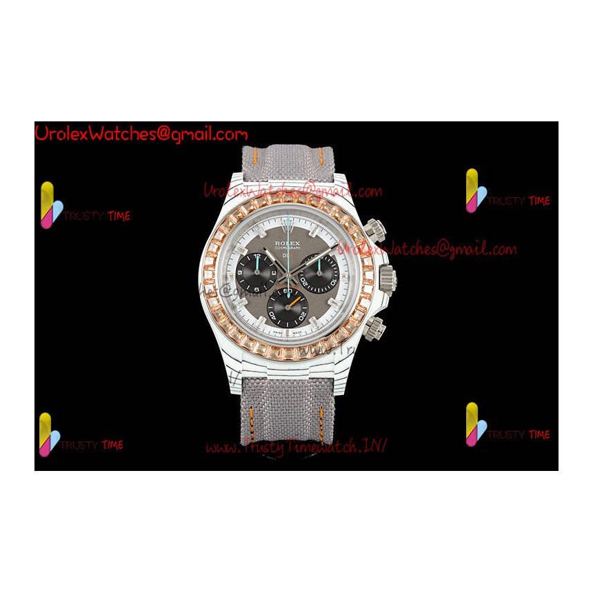 Rolex Daytona DIWF 40mm Grey Dial Diamond Case Grey Nylon Strap Caliber 4130/4801