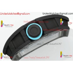 Richard Mille RM055 APSF Blue/Skeleton Dial Black Carbon Fiber Case White Rubber Strap Caliber RMUL2