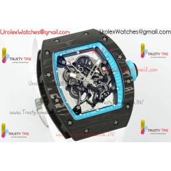 Richard Mille RM055 APSF Blue/Skeleton Dial Black Carbon Fiber Case White Rubber Strap Caliber RMUL2