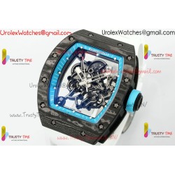 Richard Mille RM055 APSF Blue/Skeleton Dial Black Carbon Fiber Case White Rubber Strap Caliber RMUL2