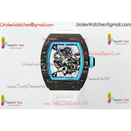 Richard Mille RM055 APSF Blue/Skeleton Dial Black Carbon Fiber Case White Rubber Strap Caliber RMUL2