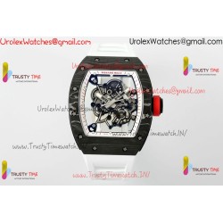Richard Miller RM055 APSF White/Skeleton Dial Black Carbon Fiber Case White Rubber Strap Caliber RMUL2