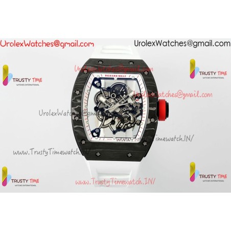 Richard Miller RM055 APSF White/Skeleton Dial Black Carbon Fiber Case White Rubber Strap Caliber RMUL2