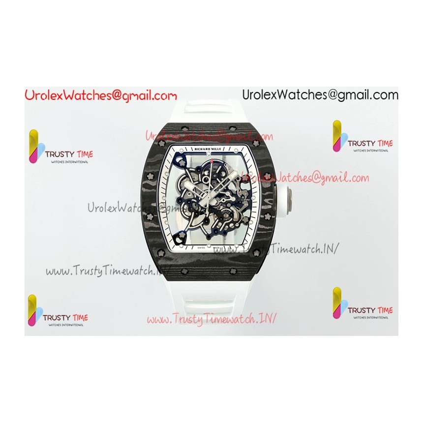 Richard Miller RM055 APSF Skeleton Dial Black Carbon Fiber CaseWhite Rubber Strap Caliber RMUL2
