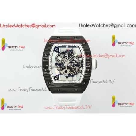 Richard Miller RM055 APSF Skeleton Dial Black Carbon Fiber CaseWhite Rubber Strap Caliber RMUL2