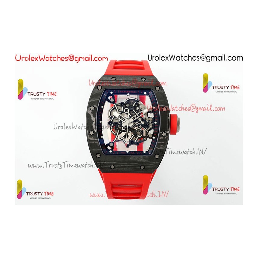 Richard Miller RM055 APSF Skeleton Dial Black Carbon Fiber Case Red Rubber Strap Caliber RMUL2