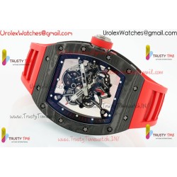 Richard Miller RM055 APSF Skeleton Dial Black Carbon Fiber Case Red Rubber Strap Caliber RMUL2