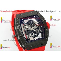 Richard Miller RM055 APSF Skeleton Dial Black Carbon Fiber Case Red Rubber Strap Caliber RMUL2