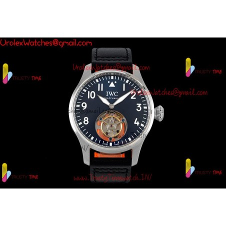 IWC Pilot's Tourbillon RMSF 43MM Blue Dial SS Black Leather Strap