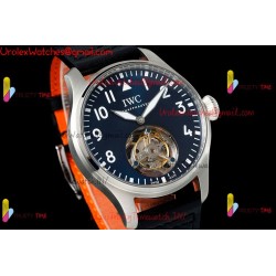 IWC Pilot's Tourbillon RMSF 43MM Blue Dial SS Black Leather Strap