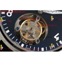 IWC Pilot's Tourbillon RMSF 43MM Blue Dial SS Black Leather Strap