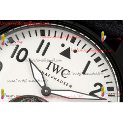 IWC Pilot's Tourbillon RMSF 43MM White Dial SS Black Leather Strap
