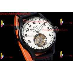 IWC Pilot's Tourbillon RMSF 43MM White Dial SS Black Leather Strap