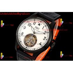 IWC Pilot's Tourbillon RMSF 43MM White Dial SS Black Leather Strap