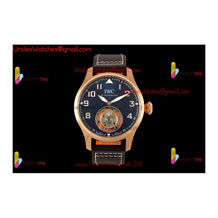 IWC Pilot's Tourbillon RMSF 43MM Blue Dial YG/SS Brown Leather Strap