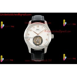 IWC Pilot's Tourbillon RMSF 43MM YG/White Dial SS Black Leather Strap