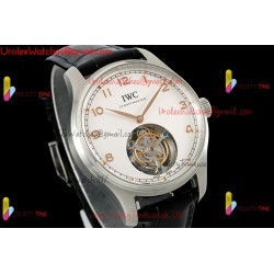 IWC Pilot's Tourbillon RMSF 43MM YG/White Dial SS Black Leather Strap