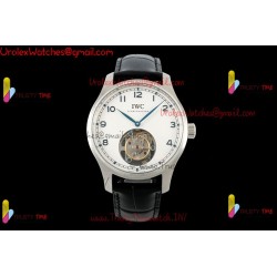 IWC Pilot's Tourbillon RMSF 43MM with blue-white dial and SS black leather strap