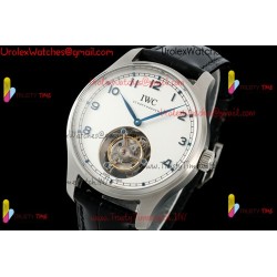 IWC Pilot's Tourbillon RMSF 43MM with blue-white dial and SS black leather strap