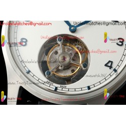 IWC Pilot's Tourbillon RMSF 43MM with blue-white dial and SS black leather strap