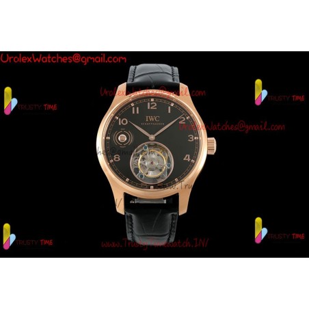 IWC Pilot's Tourbillon RMSF 43MM YG/Black Dial YG Black Leather Strap