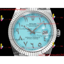 Rolex Datejust DIWF 41MM Sky Blue Arabic Dial SS 904L Strap Swiss Caliber 3235