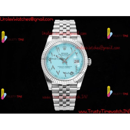 Rolex Datejust DIWF 41MM Sky Blue Arabic Dial SS 904L Strap Swiss Caliber 3235