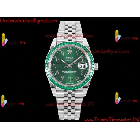 Rolex Datejust DIWF 41mm Green Arabic Dial Diamonds/SS 904L Strap Swiss Caliber 3235