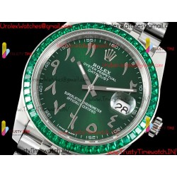 Rolex Datejust DIWF 41mm Green Arabic Dial Diamonds/SS 904L Strap Swiss Caliber 3235