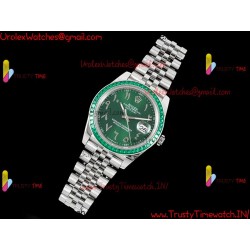 Rolex Datejust DIWF 41mm Green Arabic Dial Diamonds/SS 904L Strap Swiss Caliber 3235
