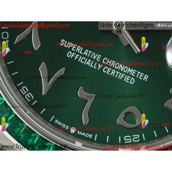 Rolex Datejust DIWF 41mm Green Arabic Dial Diamonds/SS 904L Strap Swiss Caliber 3235