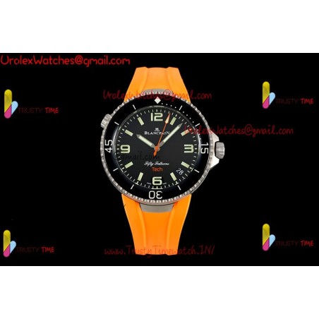Blancpain Tech Ocean Commitment IV 45MM Black Dial Black Ceramic Case Yellow Rubber Strap Caliber 1315A