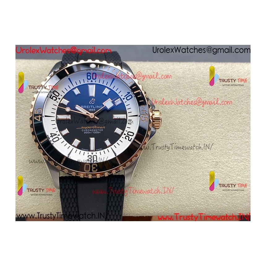 Breitling Superocean BLSF 42mm Black Dial YG/Ceramic Black Rubber Strap Caliber SW200