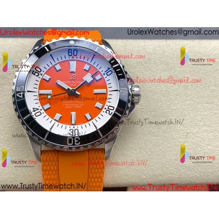 Breitling Superocean BLSF 42mm Orange Dial Black Ceramic Orange Rubber Strap Caliber SW200