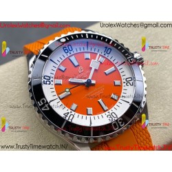Breitling Superocean BLSF 42mm Orange Dial Black Ceramic Orange Rubber Strap Caliber SW200