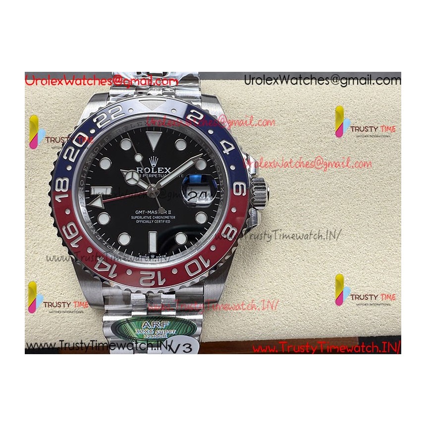 GMT-MASTER II 126710 Red/Blue Ceramic Black Dial 904L Ceramic ZF 1:1 Best Version JUBILEE Bracelet SH3285