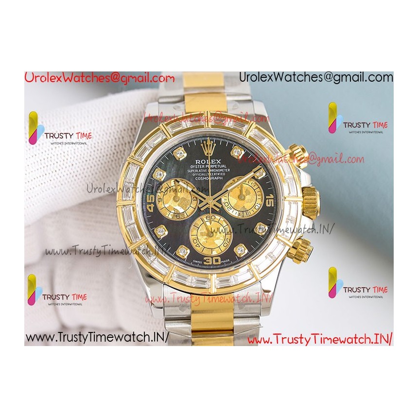 Rolex Daytona PPMF Black Mother-of-Pearl Dial Diamonds /Gold Case  904L/Gold Oyster Bracelet Caliber 4130