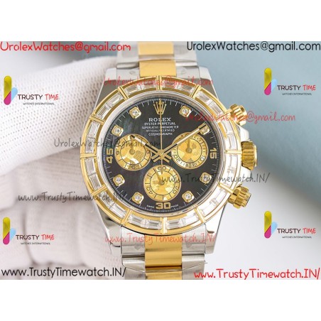 Rolex Daytona PPMF Black Mother-of-Pearl Dial Diamonds /Gold Case  904L/Gold Oyster Bracelet Caliber 4130