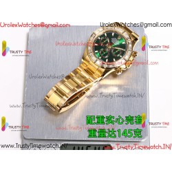 Rolex Daytona PPMF Green Mother-of-Pearl Dial Diamonds Gold Case Gold Oyster Bracelet Caliber 4130