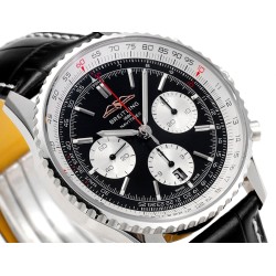 Navitimer B01 43mm SS B50 Best Edition Black Dial White Subdial On Black Leather Strap A7750