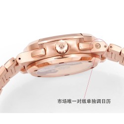NAUTILUS 5990 SS PF 1:1 BEST EDITION GREY BLUE ROSE GOLD BRACELET SUPER CLONE A28-520